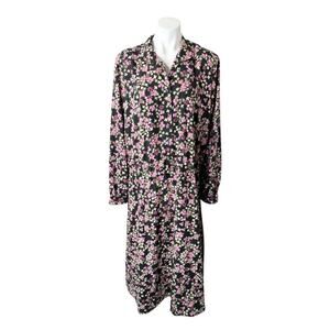Vintage 90s Elizabeth Williams Floral Long Dress Black Purple Pink Plus Size 3XL